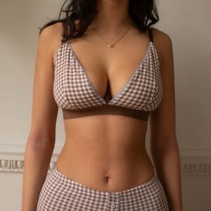 ON VACATION TILL 3/27 Gingham Buttercup Bra in Pony, organic cotton, wireless
